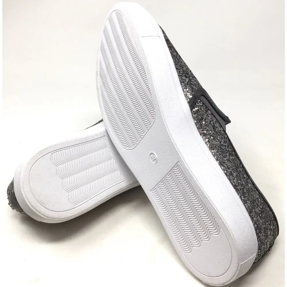 Fever Sole Women 's Size 7.5 Silver Metal Casual Slip-On Flats Sneaker (6169858)